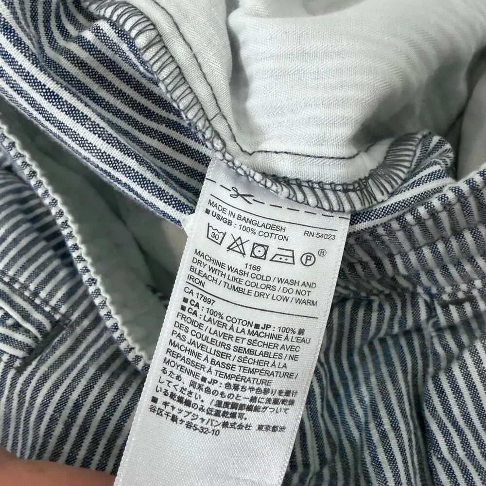 Banana Republic Deck Shorts Mens Medium Blue White Striped Cotton Drawstring